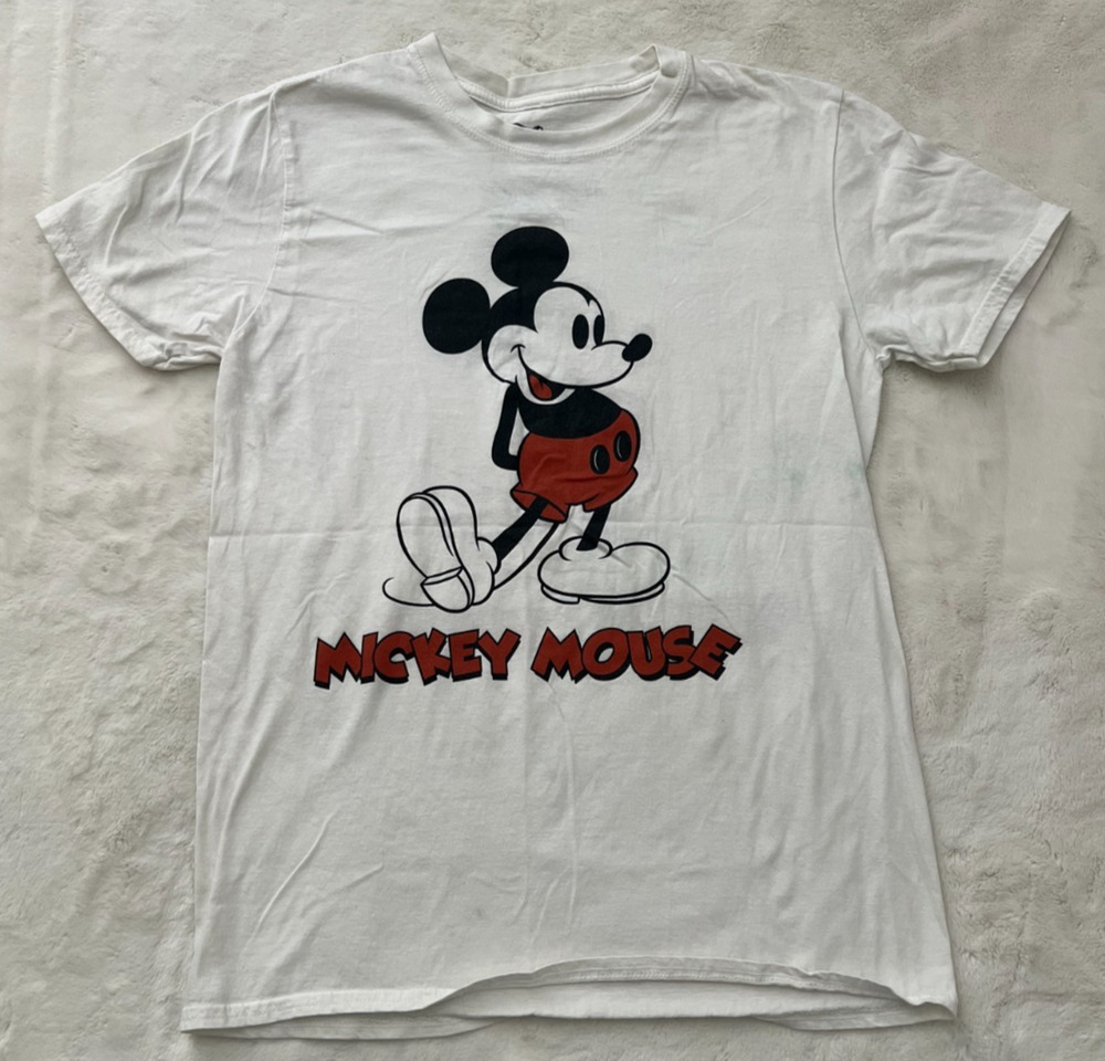 Disney Mickey Mouse T Shirt Mens Medium White Front Back Graphic Tee